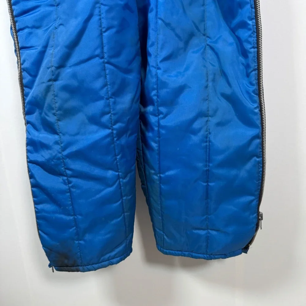 VTG JCPenney Snowmobile Ski Suit Men L Blue Coveralls Hood Belted Retro Gorpcore